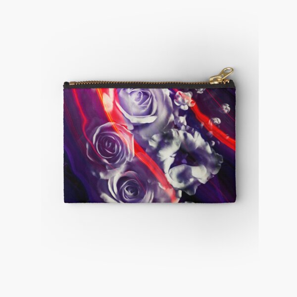 Item preview, "Thunder and Roses" Floral Plants Collage of blooming roses wrapped in a mist of violet and neon orange designed and sold by N-o-r-d-l-y-s.