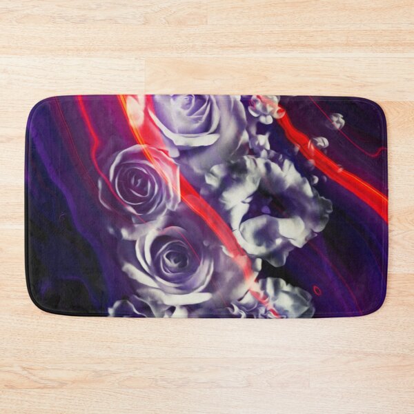 Item preview, "Thunder and Roses" Floral Plants Collage of blooming roses wrapped in a mist of violet and neon orange designed and sold by N-o-r-d-l-y-s.