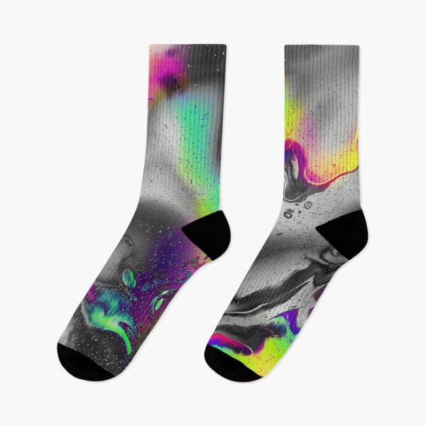 Item preview, "Revoltulet" abstract, colored collage of starry sky with iridescent waves in neon colors designed and sold by N-o-r-d-l-y-s.