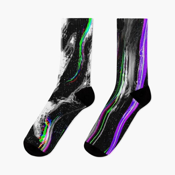 Item preview, "Norrsken" abstract, colored collage of a starry sky with iridescent drops of color in neon colors with a glitch effect designed and sold by N-o-r-d-l-y-s.
