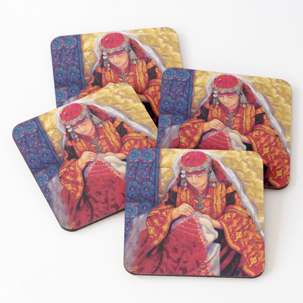 Item preview, Palestinian women doing Palestinian Embroidery , free Palestine , tatreez designed and sold by Venus Palestine.