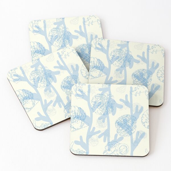 Item preview, Seashells 2 sizes seaweed pattern in blue designed and sold by Breurs.
