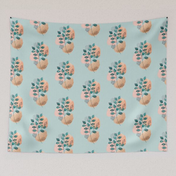Item preview, Botanical leaves with abstract background designed and sold by JadeWuArt.