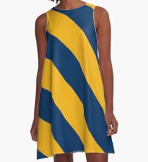 Morgantown West Virginia Gold & Navy Team Color Stripes A-Line Dress