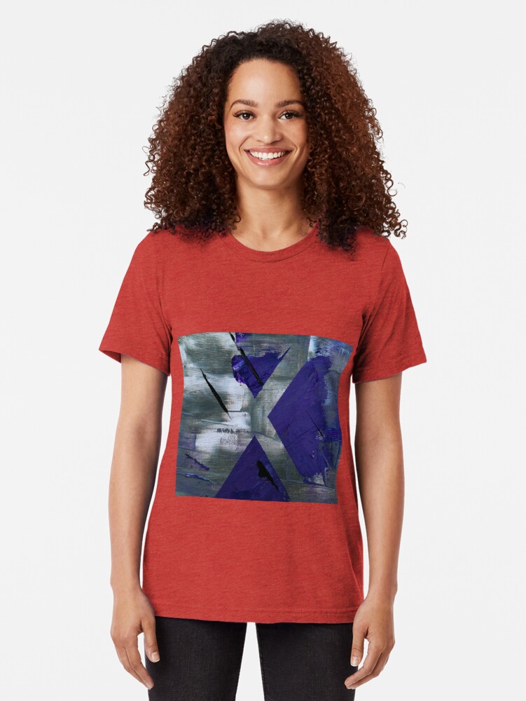 Alternate view of Abstract Painting with Gray Tendency Tri-blend T-Shirt