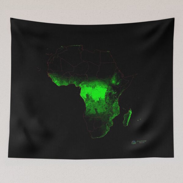 Item preview, Africa Forest Cover Map with Black Background designed and sold by GrasshopperGeo.