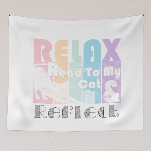 Item preview, Relax, Read To My Cat And Reflect - Stretching Cat / Reading to My Cat Is Relaxing - Rhyme with Letter R in Soft Pastel Color Palette for Bookworms designed and sold by sthNnth.