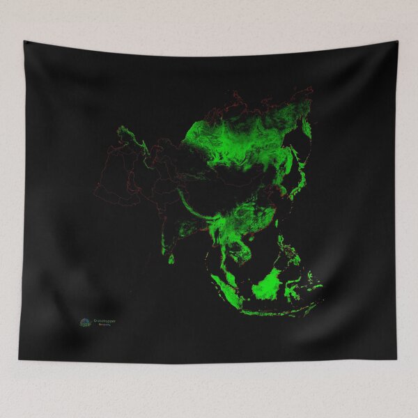Item preview, Asia Forest Cover Map with Black Background designed and sold by GrasshopperGeo.