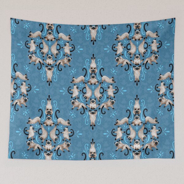 Item preview, Cat Yoga Damask  designed and sold by E-dri @ edridesigns.