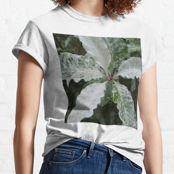 Green and White Bush Leaves Classic T-Shirt