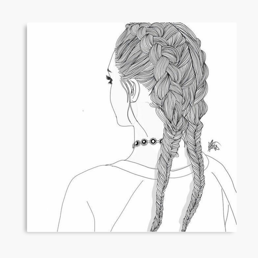 Outline Girl 2 Braids Tumblr Transparent Canvas Print By