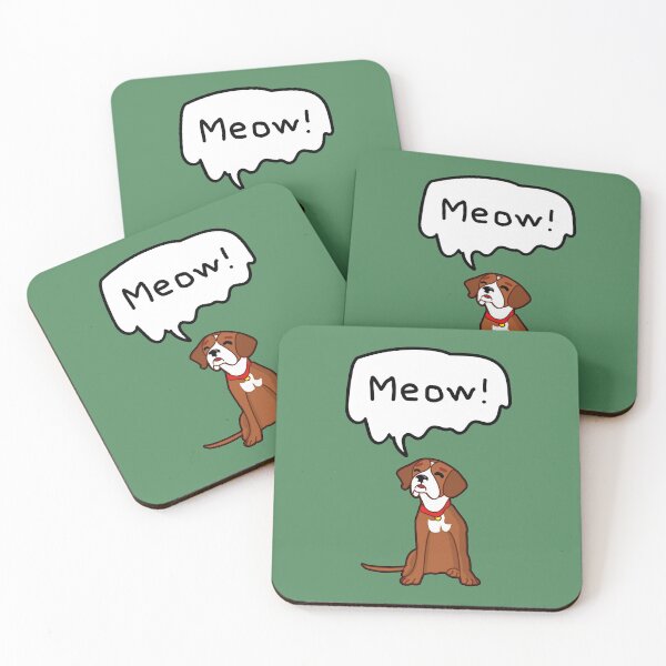 Item preview, Dog brown MEOW! cartoon funny humorous kids grown ups designed and sold by SolidEarthArt.