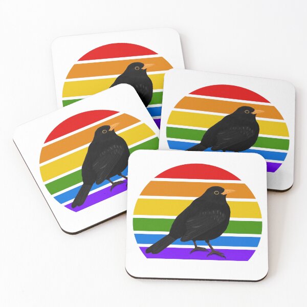 Item preview, Blackbird Rainbow Bird Birdlover Birdwatcher Diversity Pride designed and sold by jz-birds.