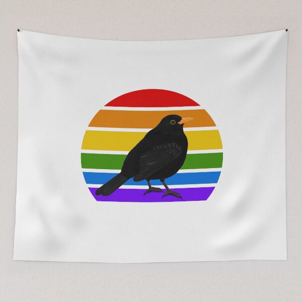 Item preview, Blackbird Rainbow Bird Birdlover Birdwatcher Diversity Pride designed and sold by jz-birds.