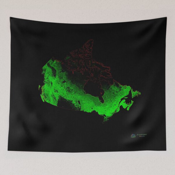 Item preview, Canada Forest Cover Map with Black Background designed and sold by GrasshopperGeo.