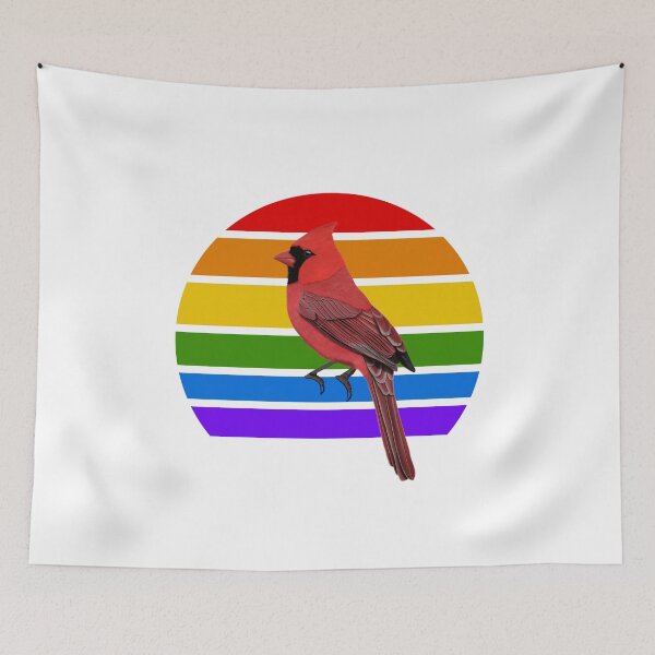 Item preview, Northern Cardinal Rainbow Bird Birdlover Birdwatcher Diversity Pride designed and sold by jz-birds.