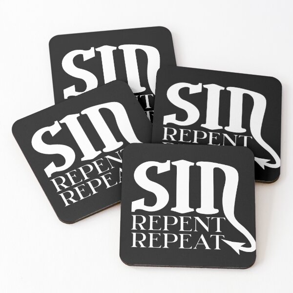 Item preview, SIN REPENT REPEAT - wicked design in white for those who love the naughty side of life designed and sold by MintGubbins.