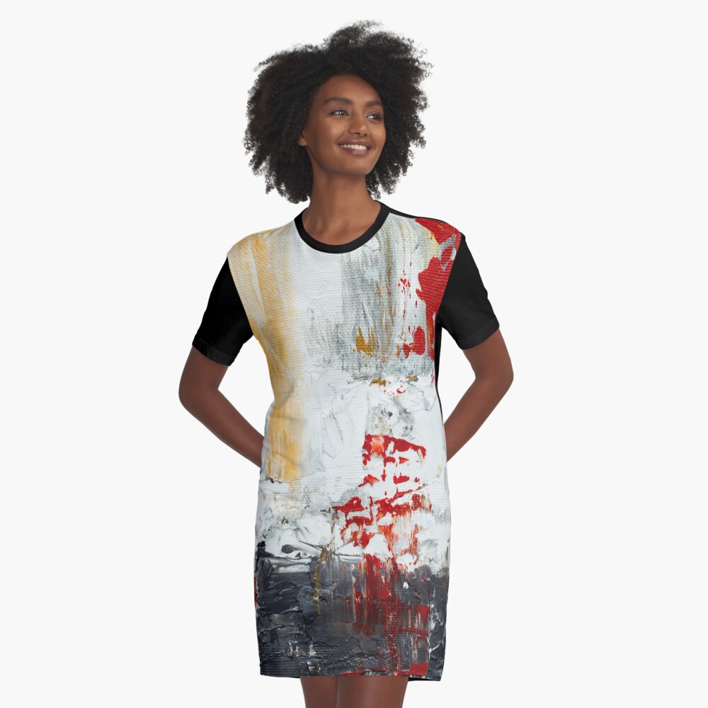 Abstract White Graphic T-Shirt Dress