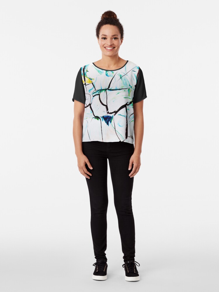 Alternate view of Abstract Painting with White Tendency Chiffon Top