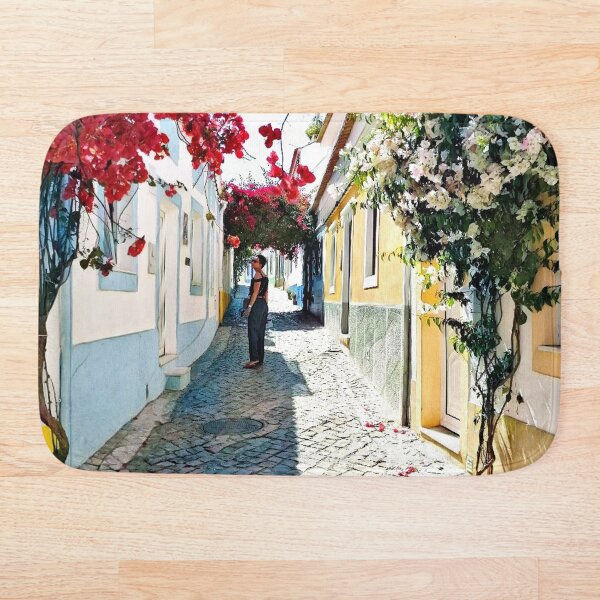 Item preview, Calle con casas tradicionales y flores en el pueblo de Ferragudo, Portugal.Fotografía. designed and sold by Rui Valverde.