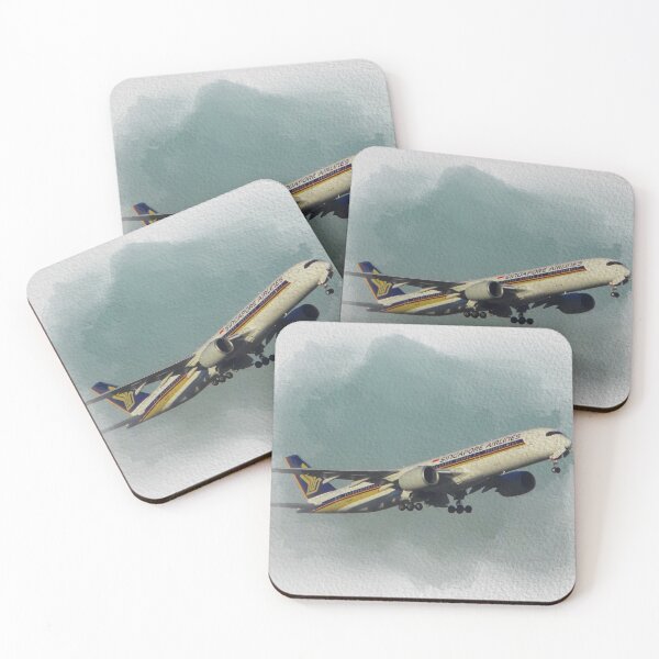 Item preview, Singapore airlines airplane taking off Watercolor White background designed and sold by FDbubble1986.
