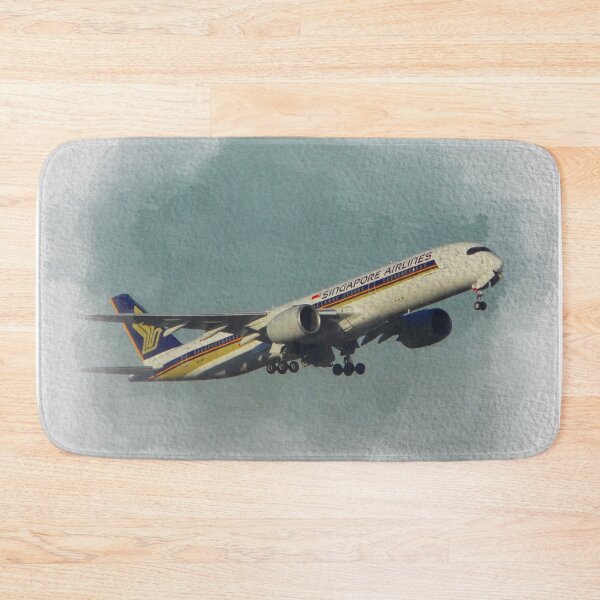 Item preview, Singapore airlines airplane taking off Watercolor White background designed and sold by FDbubble1986.
