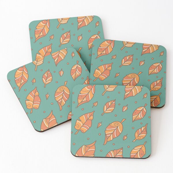 Item preview, autumn leaves on teal  designed and sold by weilertsen.