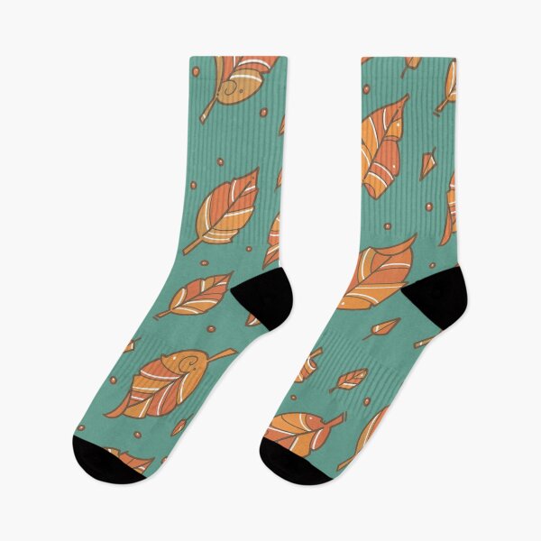 Item preview, autumn leaves on teal  designed and sold by weilertsen.
