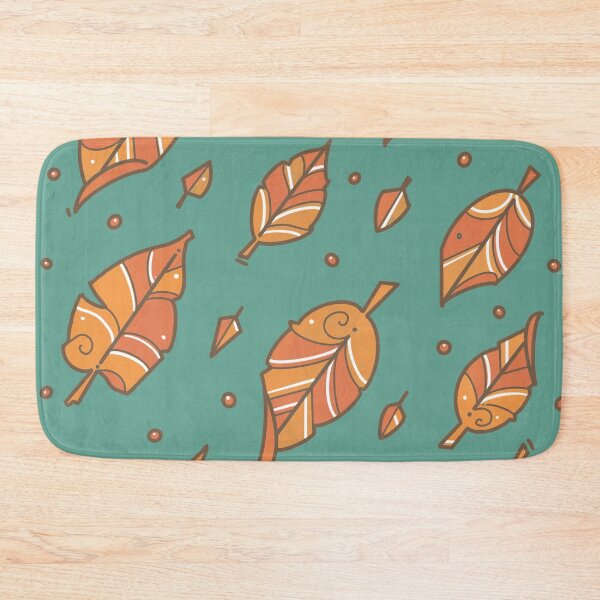 Item preview, autumn leaves on teal  designed and sold by weilertsen.