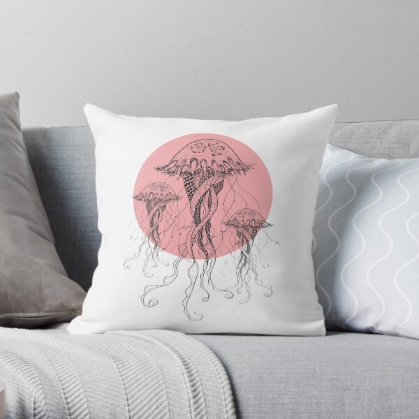 Jelly Fish - - Sea Water - Ocean Creatures Throw Pillow