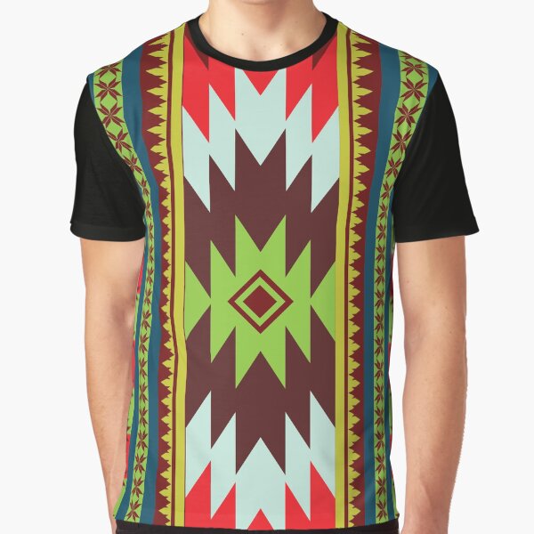 Ethnic Maxican Aztec pattern with Green Red Celebrating Christmas and New Years Graphic T-Shirt