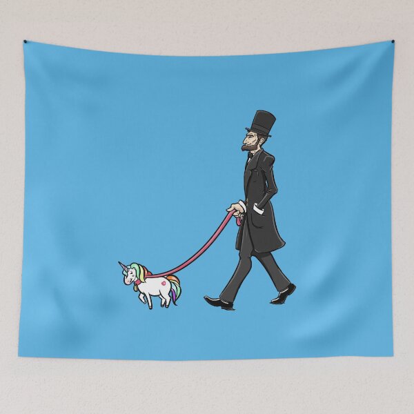Item preview, Abraham Lincoln Walking a Unicorn Abe Funny Novelty designed and sold by CynFabbCrafts.