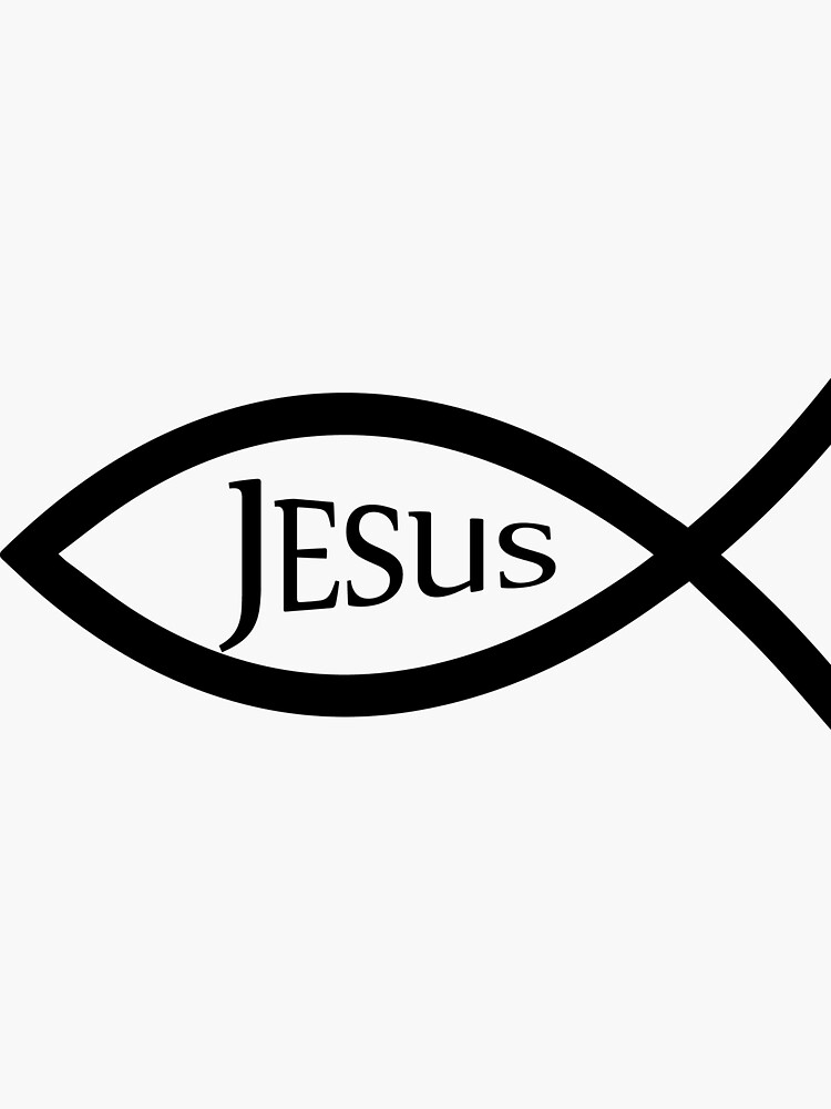 Jesus Fish Christian Faith Symbol Ichthys Ichthus Emblem Sticker for Sale  by brandonv111