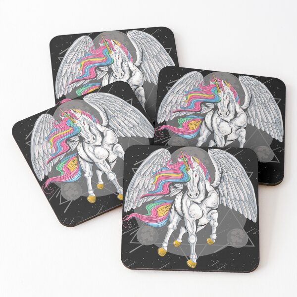 Item preview, nicorn horse full colour with wings fly on the space moon vector for element, flyer and t shirt design artwork designed and sold by teemix.