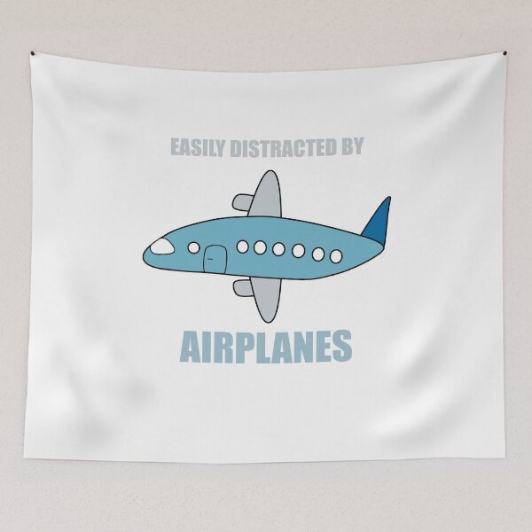 Item preview, Easily Distracted By Airplanes hand drawn present for aviation enthusiast. designed and sold by Kipcio.