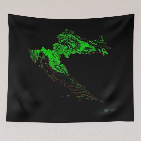 Item preview, Croatia Forest Cover Map with Black Background designed and sold by GrasshopperGeo.