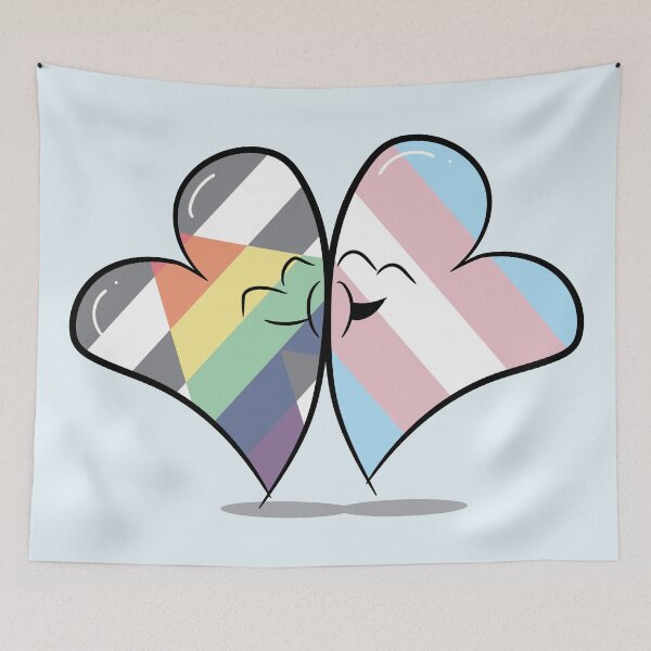Item preview, Two Hearts in Love (Straight Ally and Transgender Pride Flags) designed and sold by FrolicDesigns.