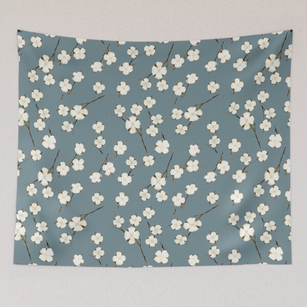 Item preview, Dusty Blue Cotton Blossom Pattern designed and sold by Jyn Branik.