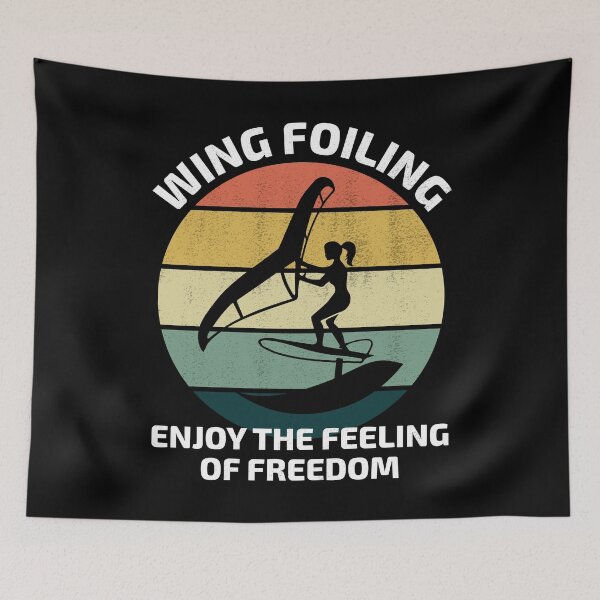 Item preview, Wing Foiling Surfing Vintage Retro Sunset designed and sold by CuteDesigns1.