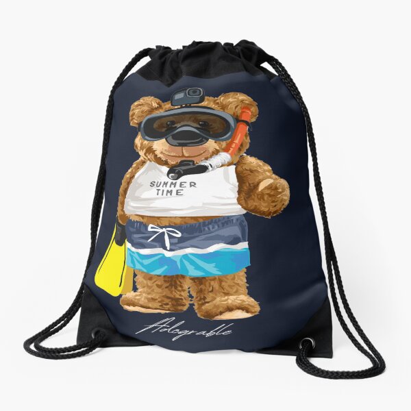 Cute Snorkeling Bear - Adograble Scuba Diving Drawstring Bag