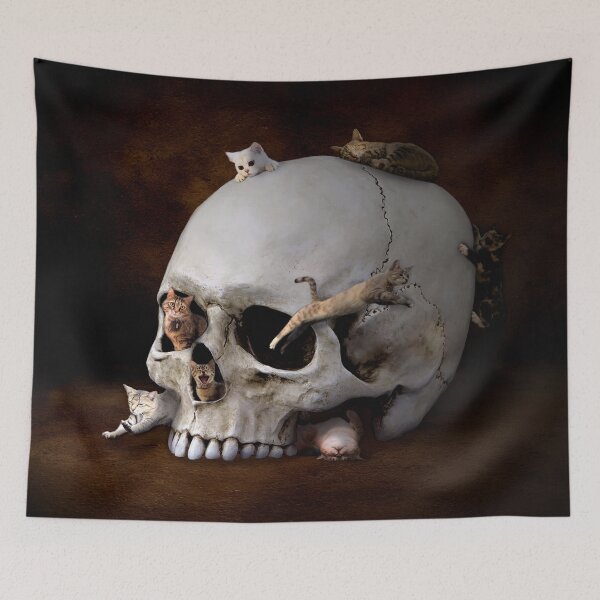 Item preview, Skull and Cats - Digital Collage designed and sold by DoggoTankDesign.