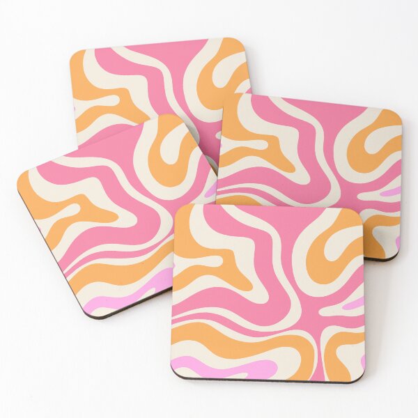Item preview, Retro Modern Liquid Swirl Abstract Pattern Pink Orange Marigold Cream designed and sold by kierkegaard.