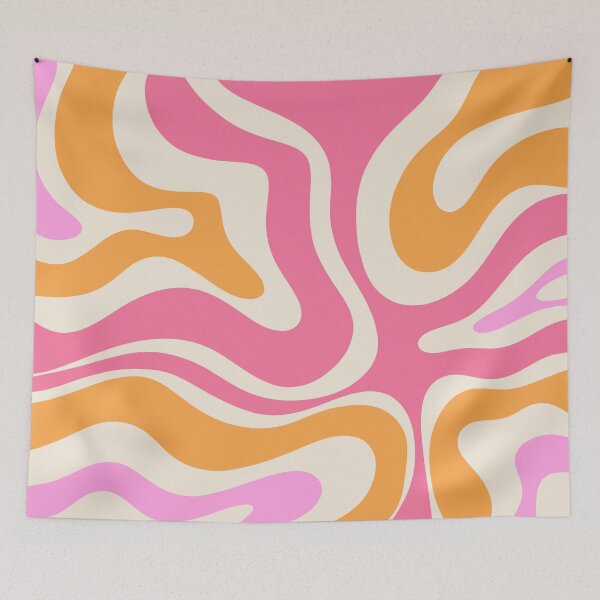 Item preview, Retro Modern Liquid Swirl Abstract Pattern Pink Orange Marigold Cream designed and sold by kierkegaard.