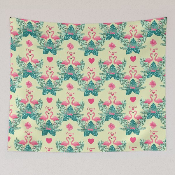 Item preview, Seamless pattern Tropical leaves, monstera leaf  and couple flamingo  designed and sold by Patcha555.