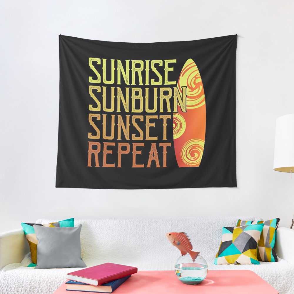 Disover Summer Sunrise Sunburn Sunset Repeat Tapestry