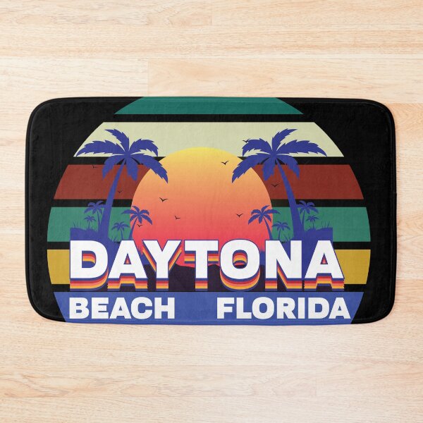 Item preview, retro Daytona Beach Florida bath mat designed and sold by Artezia.