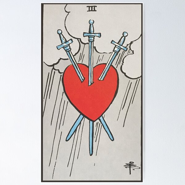 Item preview, Three of Swords - Rider Waite Smith tarot designed and sold by natekelly.