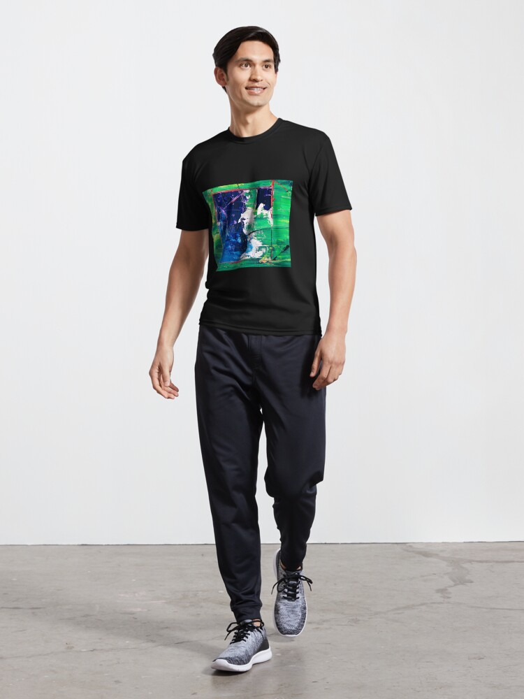 Alternate view of Abstract Painting with Green Tendency Active T-Shirt