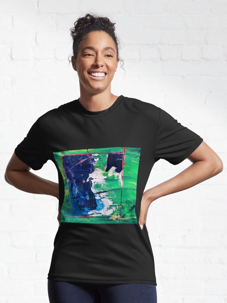 Alternate view of Abstract Painting with Green Tendency Active T-Shirt