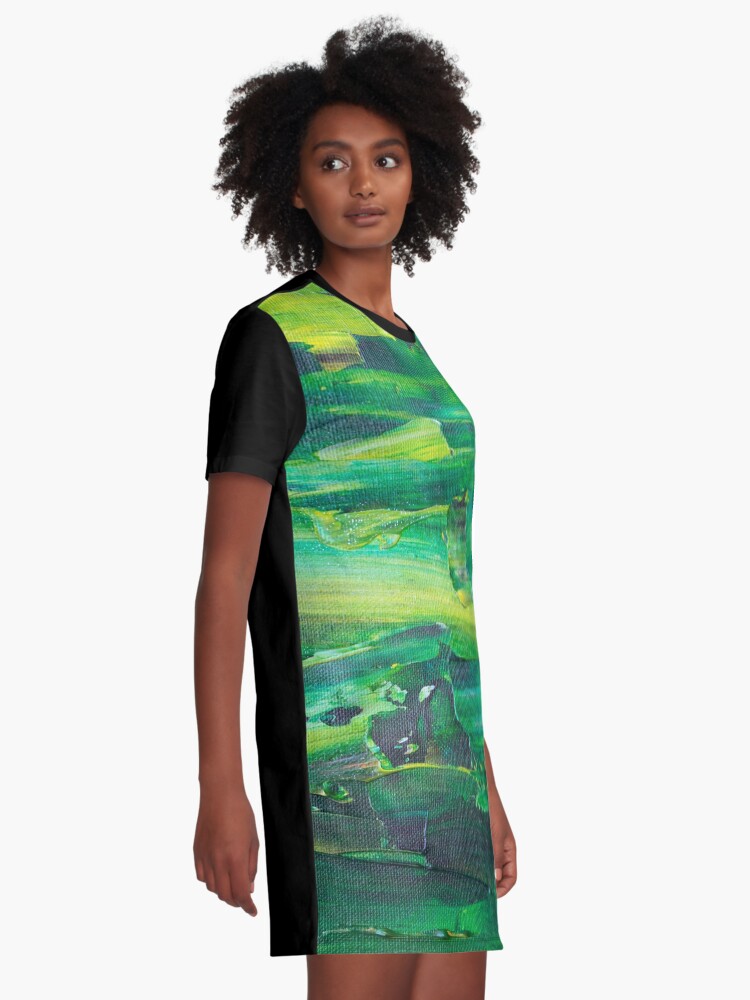 Alternate view of Abstract Painting with Green Tendency Graphic T-Shirt Dress